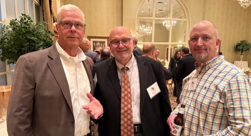 Sun Chemical’s Chris Allen, left, and Fred Buck, right, join Dan Shevkun during the MNYPIA Anthony Mauriello Award dinner.